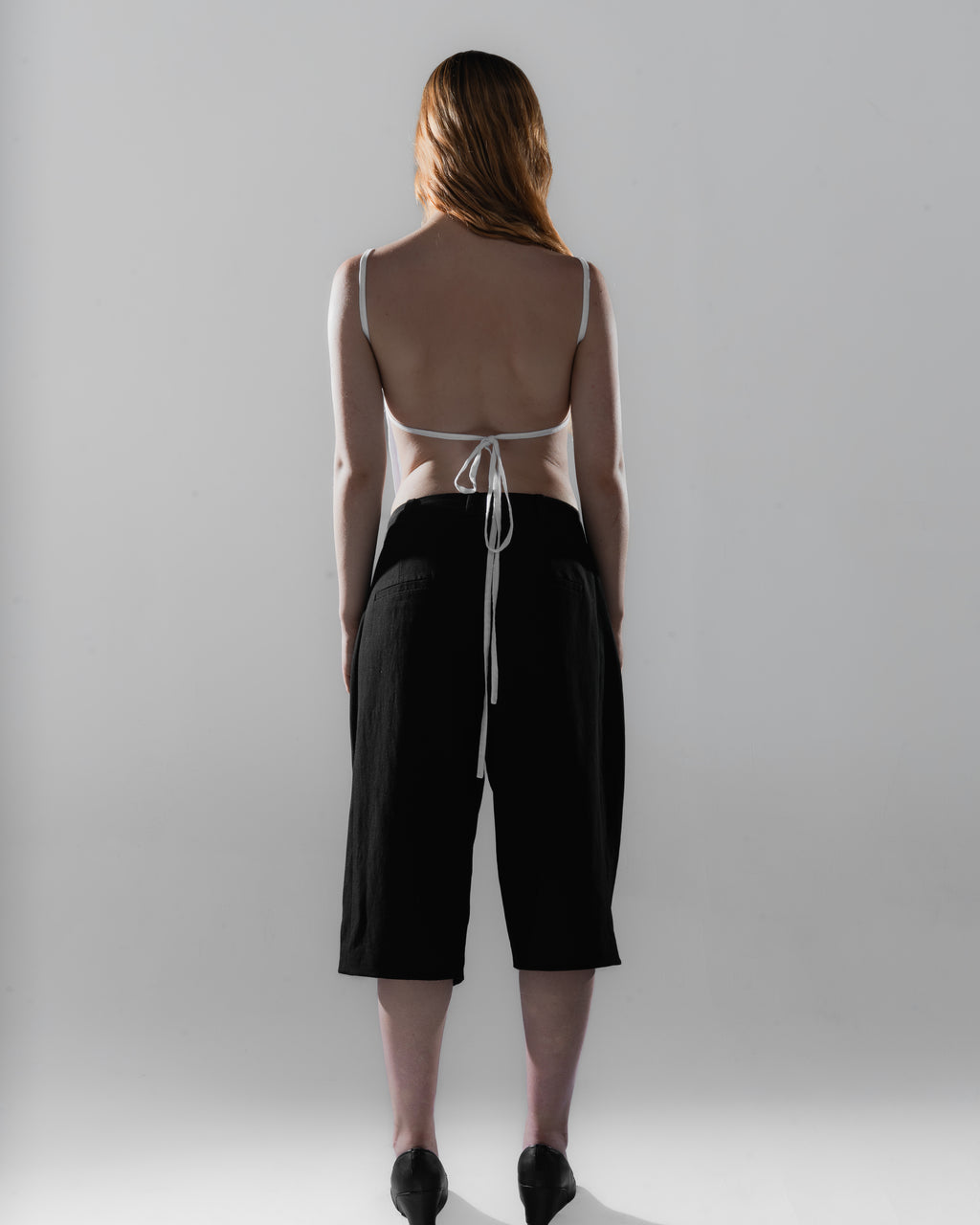 Pleated Draped Bermuda Pants