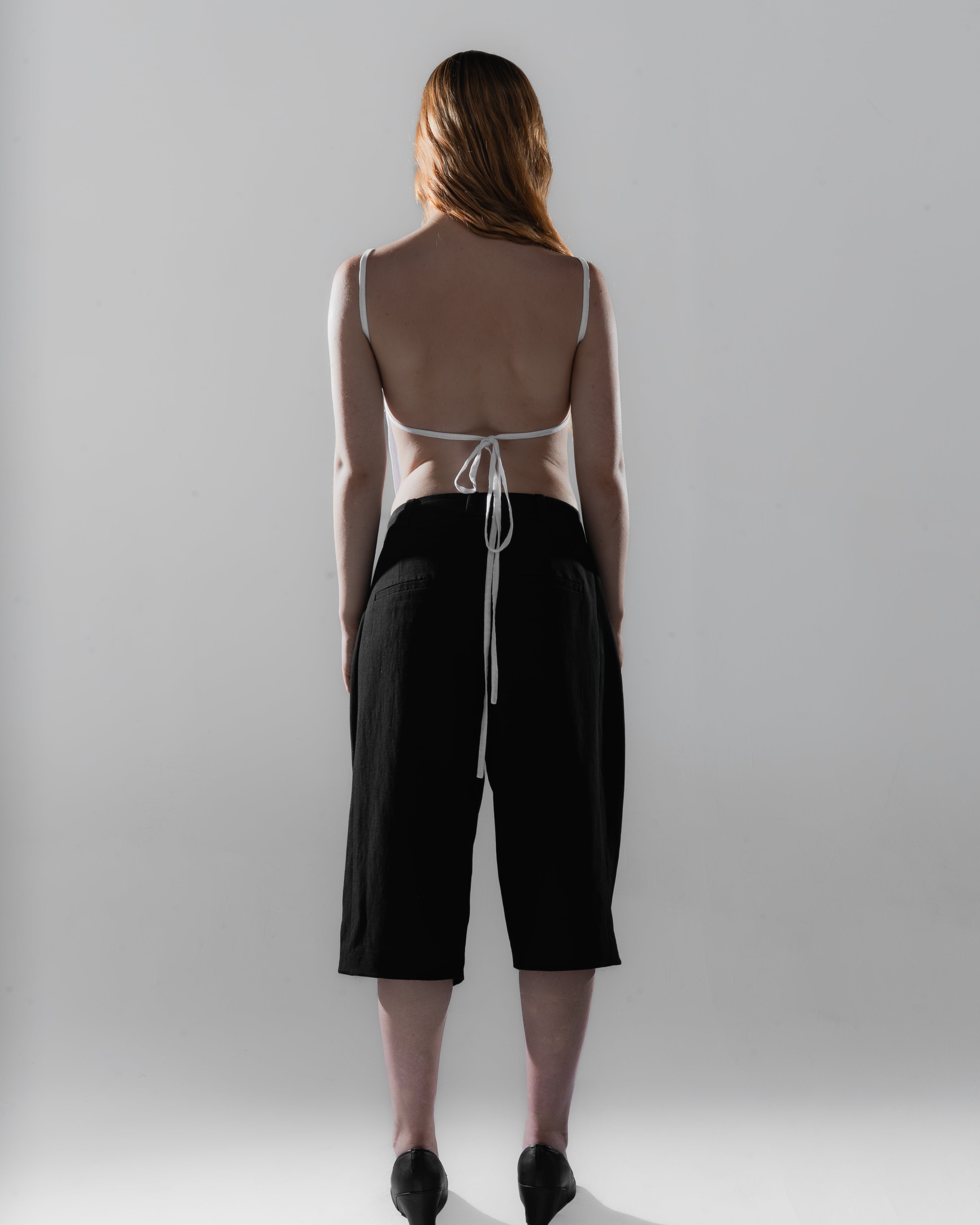 Pleated Draped Bermuda Pants
